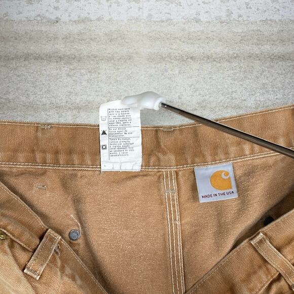 Vintage Carhartt Double Knees Carpenter Pants Tan Union Made in USA Baggy 90s - Picture 5 of 10